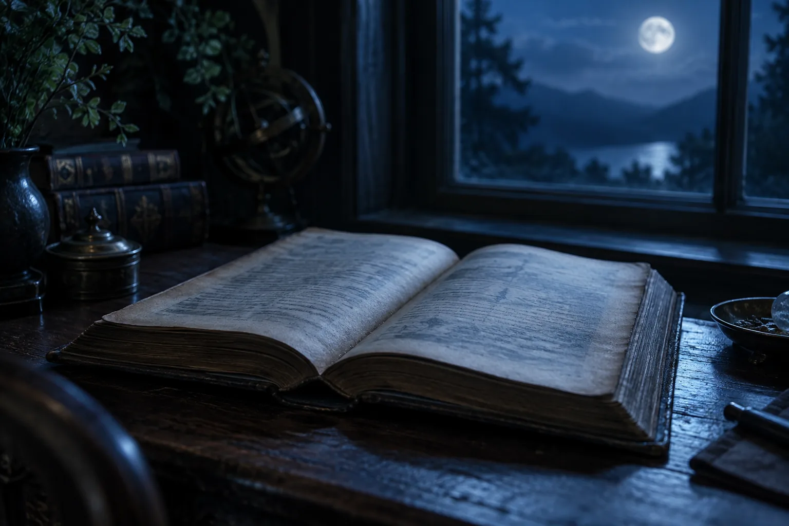 Открытая старинная книга